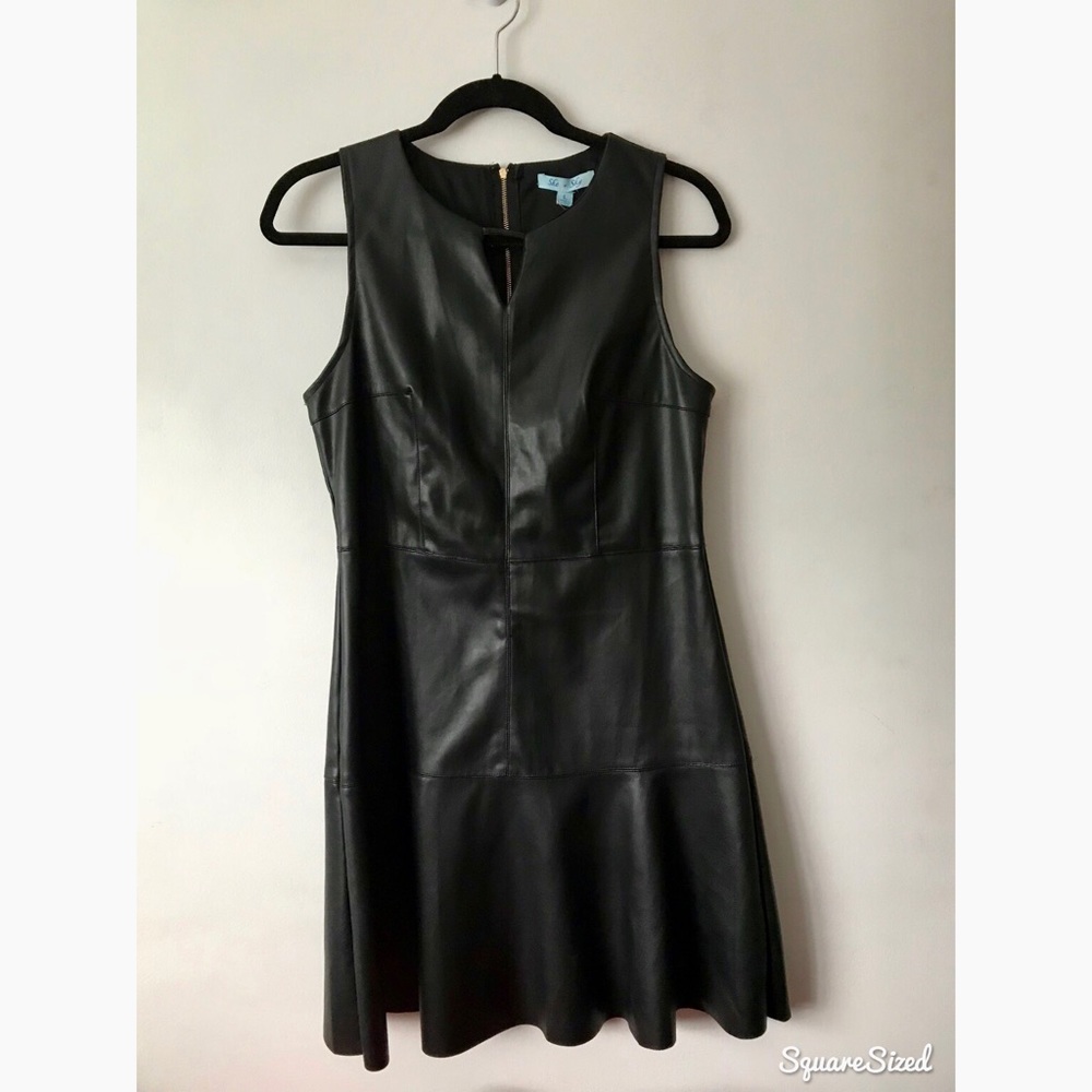 NEVER WORN Black pleather a-line dress